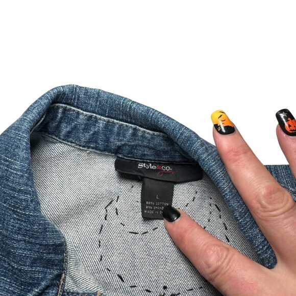 Denim Jacket Patches Route 66 Queen Band Travel USA Rock Boho Trucker Sz L - Picture 16 of 16